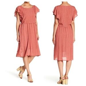 Superfoxx Flutter Short Sleeve Dress Cinnamon M
